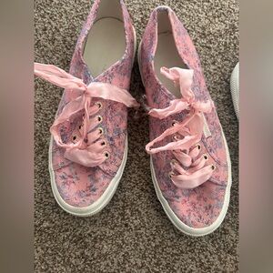Loveshackfancy superga Pink Floral Canvas Sneakers Sz 8